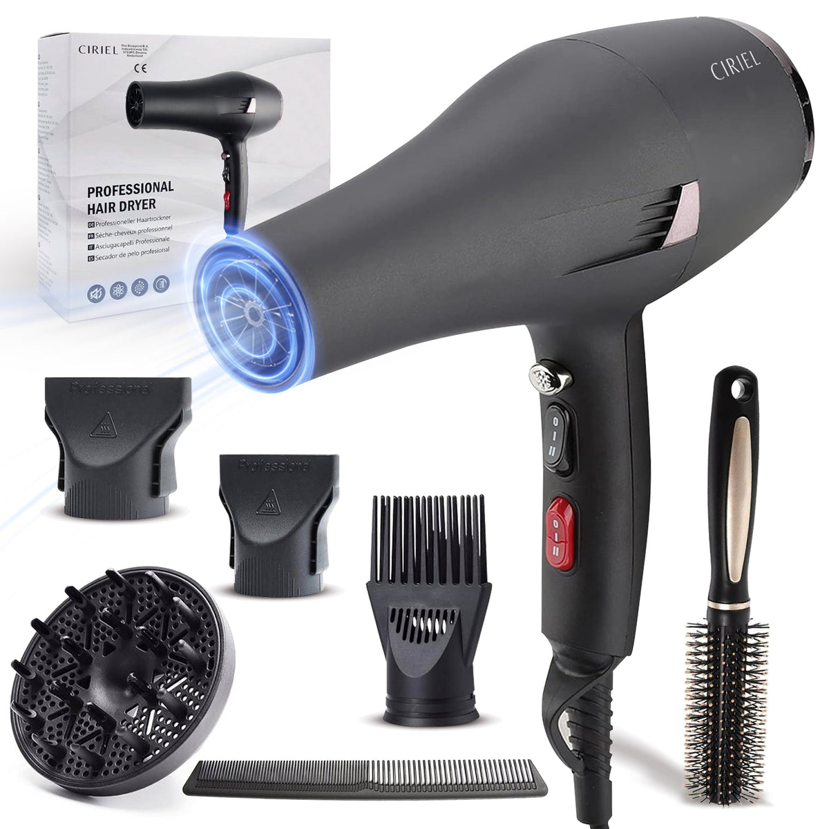 CIRIEL Hairdryer with Diffuser - Ionic Hairdryer