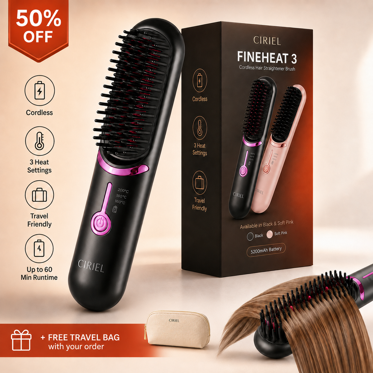 Ciriel FineHeat 3 - Cordless Hot Brush