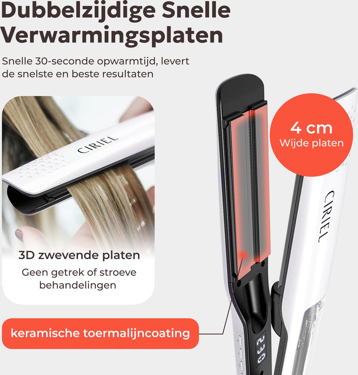 CIRIEL SteamSilk™ Steam Straightener - White