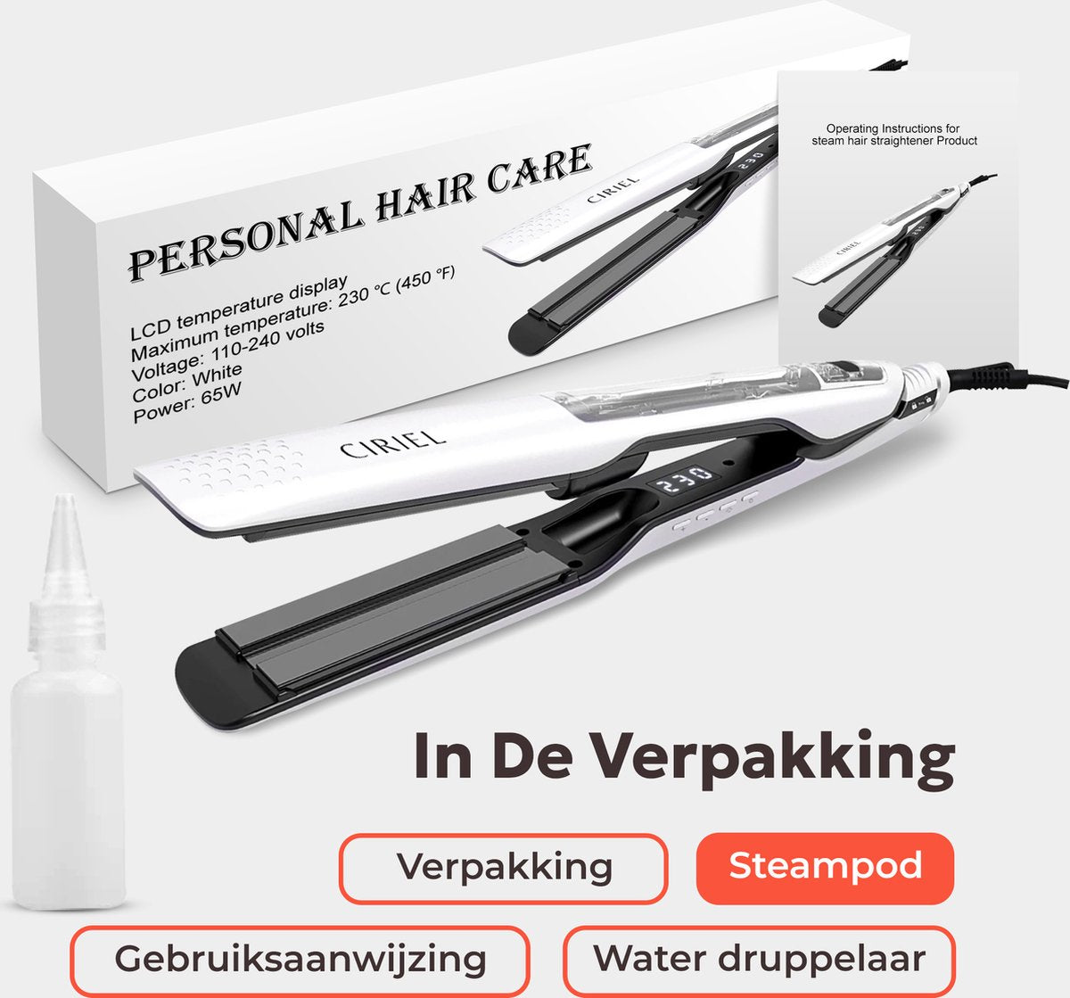 CIRIEL SteamSilk™ Steam Straightener - White